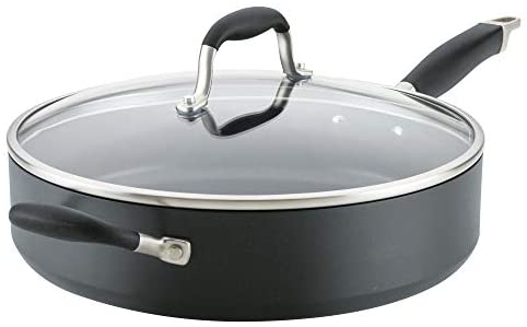 Anolon Advanced Home Hard-Anodized Nonstick Sauté Pan with Helper Handle, 5-Quart, Onyx - The Finished Room