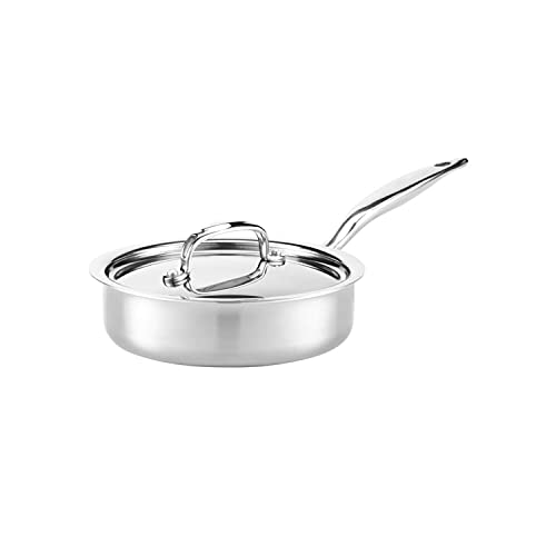 Heritage Steel 4 Quart Sauteuse Pan with Lid - Titanium Strengthened 316Ti Stainless Steel with 5-Ply Construction - Induction-Ready and Fully Clad, Made in USA - The Finished Room