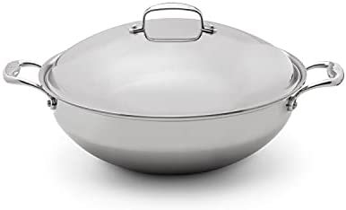 Heritage Steel 13.5 Inch Wok with Lid - Titanium Strengthened 316Ti Stainless Steel Pan with 5-Ply Construction - Induction-Ready and Fully Clad, Made in USA - The Finished Room