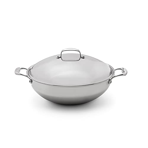 Heritage Steel 13.5 Inch Wok with Lid - Titanium Strengthened 316Ti Stainless Steel Pan with 5-Ply Construction - Induction-Ready and Fully Clad, Made in USA - The Finished Room