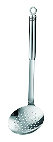 Rösle Stainless Steel Skimmer Ladle, Round Handle, 4.7-inch diameter - The Finished Room