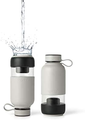 Lekue Bottle To Go reusable glass filtered water bottle,18 ounce, White - The Finished Room