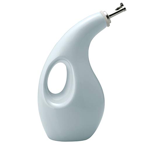 Rachael Ray Solid Glaze Ceramics EVOO Olive Oil Bottle Dispenser with Spout, 24 Ounce, Sky Blue - The Finished Room