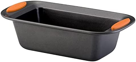 Rachael Ray Yum-o! Bakeware Oven Lovin' Nonstick Loaf Pan, 9-Inch by 5-Inch Steel Pan, Gray with Orange Handles - The Finished Room
