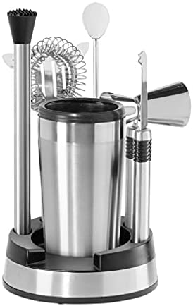 Oggi Pro Stainless-Steel 10-Piece Cocktail Shaker and Bar Tool Set - The Finished Room