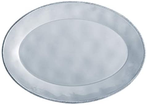 Rachael Ray 10&quot; x 14&quot; Oval Stoneware Platter, 10 Inch x 14 Inch, Sea Salt Gray - The Finished Room