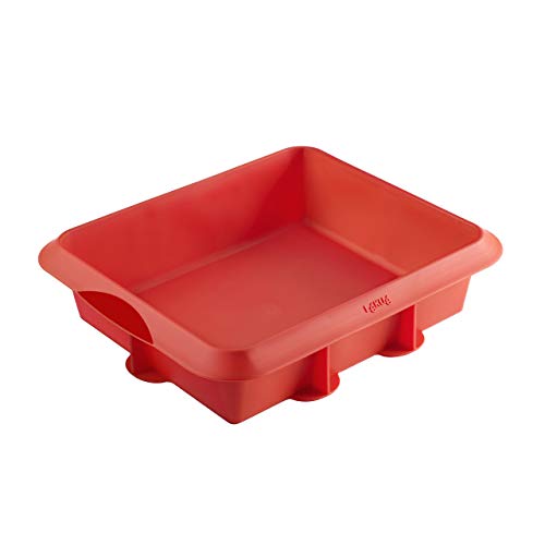 Lekue Baking Square Cake /Brownie Pan, 8 x 9.5&quot;, Red - The Finished Room