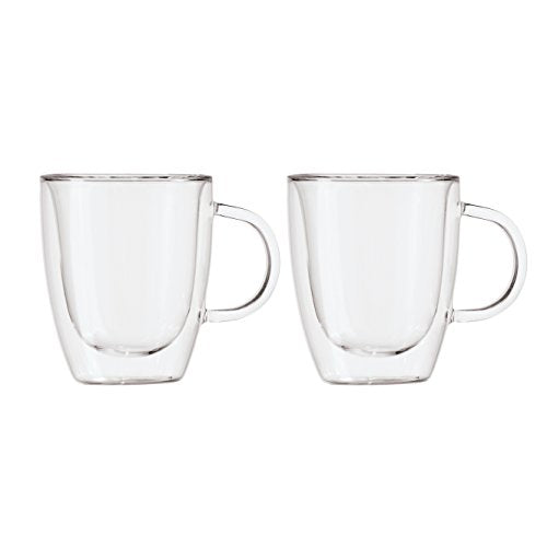 Oggi Set of 2 Double Walled Insulated 12-Ounce Borosilicate Glass Bistro Mugs - The Finished Room