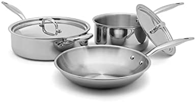 Heritage Steel 10 Piece Cookware Set - Titanium Strengthened 316Ti Stainless Steel with 5-Ply Construction - Induction-Ready and Fully Clad, Made in USA - The Finished Room