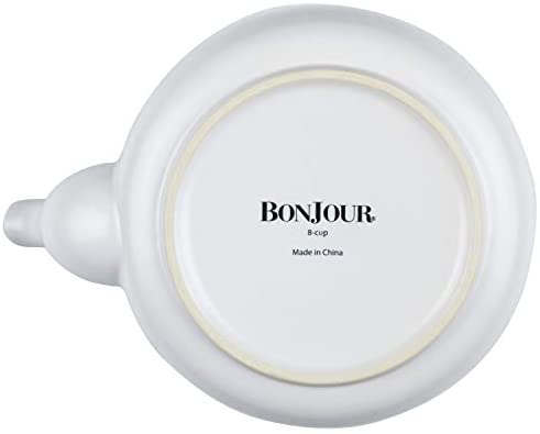 BonJour Ceramic Coffee and Tea 4-Cup Ceramic Teapot with Infuser, Matte White - The Finished Room