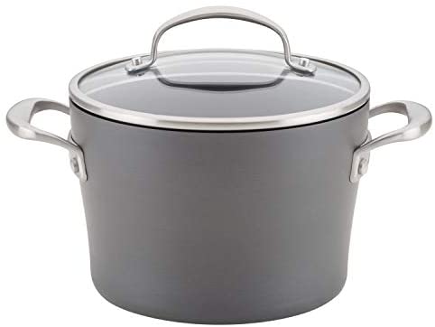 Anolon Allure Hard Anodized Nonstick Sauce Pan/Saucepan with Lid, 4 Quart, Gray - The Finished Room