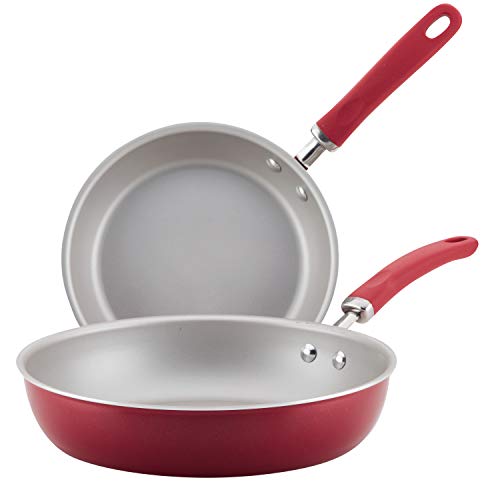Rachael Ray Create Delicious Deep Nonstick Frying Pan / Fry Pan / Skillet - 9.5 Inch, Red - The Finished Room