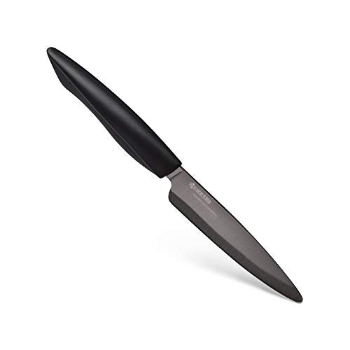 Kyocera Innovation Series Ceramic 4.5&quot; Utility Knife with Soft Touch Ergonomic Handle, Black Blade, Black Handle - The Finished Room