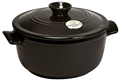 Emile Henry France Flame Round Stewpot Dutch Oven, 2.6 quart, Charcoal - The Finished Room