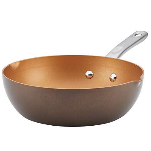 Ayesha Curry Home Collection Nonstick Fry Saute Pan/Chefpan, 9.75 Inch, Sienna Red - The Finished Room