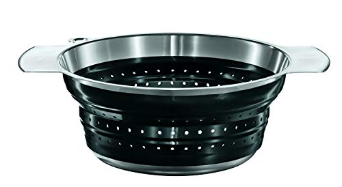 Rosle Stainless Steel Collapsible Colander, 10-inch, Black - The Finished Room
