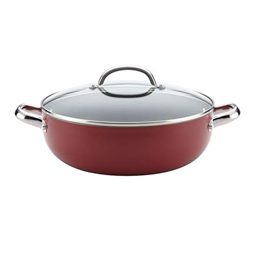 Farberware Buena Cocina Nonstick Casserole Dish/Caldero Dish/Casserole Pan with Lid - 6.5 Quart , Red - The Finished Room