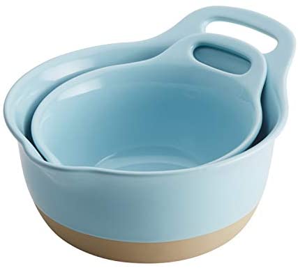 Rachael Ray Cityscapes Ceramic Mixing Bowl Set, Light Blue 2-Piece - - The Finished Room