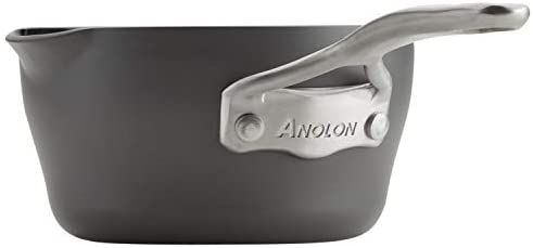 Anolon Allure Hard Anodized Nonstick Sauce Pan/Saucepan with Pour Spouts, 1 Quart, Gray - The Finished Room