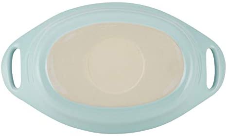 Rachael Ray Solid Glaze Ceramics Au Gratin Bakeware / Baker Set, Oval - 2 Piece, Light Blue - The Finished Room