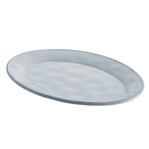 Rachael Ray 10&quot; x 14&quot; Oval Stoneware Platter, 10 Inch x 14 Inch, Sea Salt Gray - The Finished Room