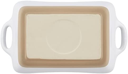 Rachael Ray Stoneware Rectangular Small Au Gratin Pan, 12 oz, White - The Finished Room