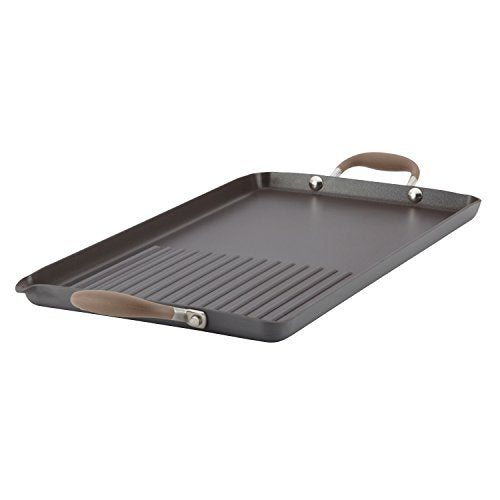 Anolon Advanced Hard Anodized Nonstick Double-Burner Griddle/ Grill Pan with Spout - 10 Inch x 18 Inch, Bronze - The Finished Room