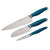 Rachael Ray Cutlery Japanese Stainless Steel Knives Set with Sheaths, 8-Inch Chef Knife, 5-Inch Santoku Knife, and 3.5-Inch Paring Knife, Teal - The Finished Room