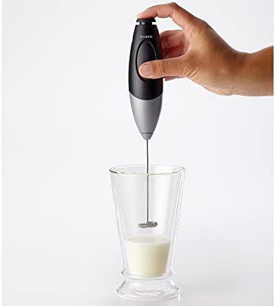 BonJour Primo Latte Rechargeable Hand-Held Beverage Whisk/Milk Frother, Black/Silver, Small - - The Finished Room