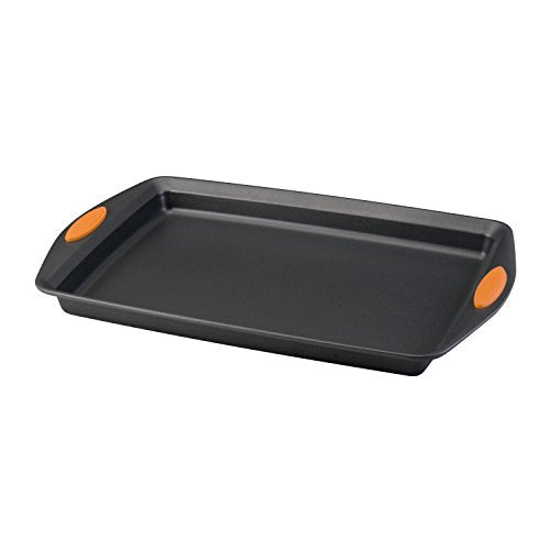 Rachael Ray Nonstick Bakeware with Grips, Nonstick Cookie Sheet / Baking Sheet - 10 Inch x 15 Inch, Gray with Orange Grips - The Finished Room