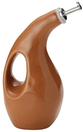 Rachael Ray Cucina Ceramics EVOO Olive Oil Bottle Dispenser with Spout - 24 Ounce ,Orange - The Finished Room