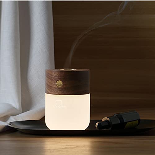 Gingko Smart Diffuser Lamp Approx. 3&quot; x 3&quot; x 4&quot; Led Desk Lamp and Diffuser Walnut - The Finished Room