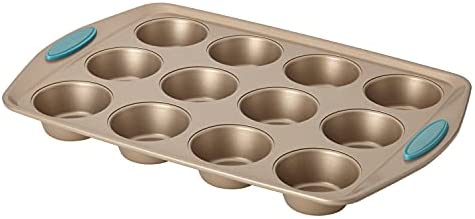 Rachael Ray Cucina Nonstick 12-Cup Muffin Tin With Grips / Nonstick 12-Cup Cupcake Tin With Grips - 12 Cup, Brown - The Finished Room