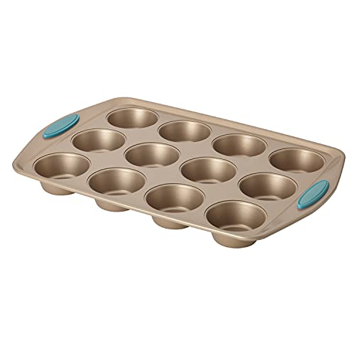 Rachael Ray Cucina Nonstick 12-Cup Muffin Tin With Grips / Nonstick 12-Cup Cupcake Tin With Grips - 12 Cup, Brown - The Finished Room
