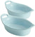 Rachael Ray Solid Glaze Ceramics Au Gratin Bakeware / Baker Set, Oval - 2 Piece, Light Blue - The Finished Room
