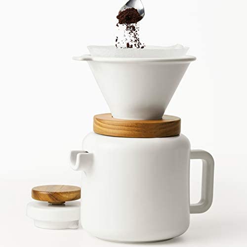 BonJour 4-Cup Pour Set Stoneware Coffee Maker, Matte White - The Finished Room