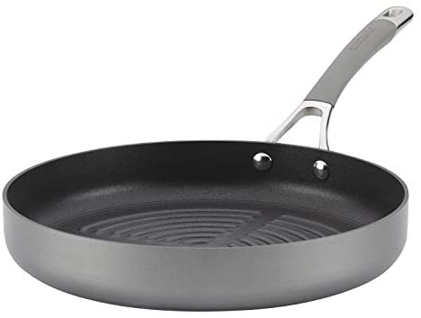 Circulon 11&quot; Deep Round Pan Hard Anodized Aluminum Grill, Griddle, Oyster Gray - The Finished Room