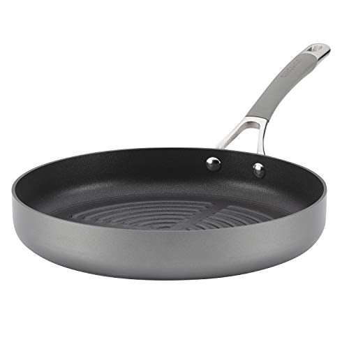 Circulon 11&quot; Deep Round Pan Hard Anodized Aluminum Grill, Griddle, Oyster Gray - The Finished Room