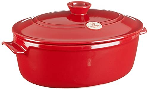 Emile Henry Made In France Flame Oval Stewpot Dutch Oven, 6.3 quart, Burgundy - The Finished Room