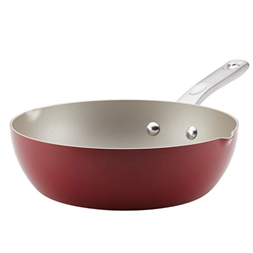 Ayesha Curry Home Collection Nonstick Fry Saute Pan/Chefpan, 9.75 Inch, Sienna Red - The Finished Room