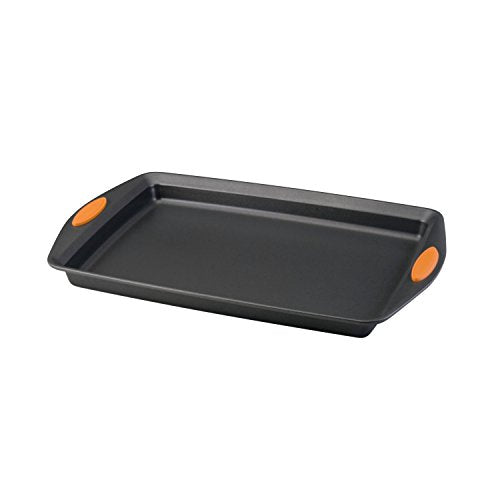 Rachael Ray Nonstick Bakeware with Grips, Nonstick Cookie Sheet / Baking Sheet - 10 Inch x 15 Inch, Gray with Orange Grips - The Finished Room