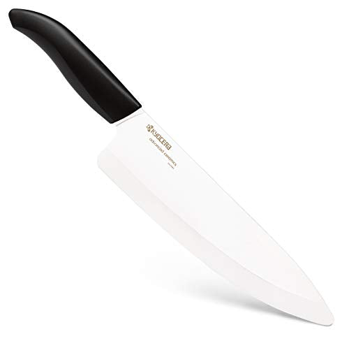 Kyocera Revolution 8&quot; Ceramic Chef&#39;s Knife, 8-inch, Black Handle/White Blade - The Finished Room