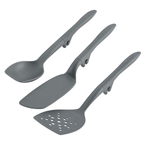 Rachael Ray Tools and Gadgets Spoon, Slotted and Solid Turners Set/ Cooking Utensils - 3 Piece, Teal Blue - The Finished Room