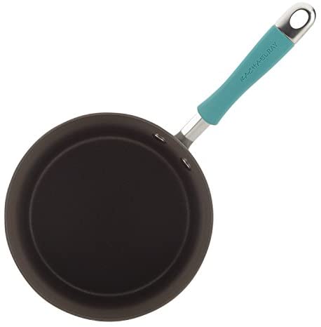 Rachael Ray Cucina Hard Anodized Nonstick Sauce Pan/Saucepan with Lid, 3 Quart, Blue - The Finished Room