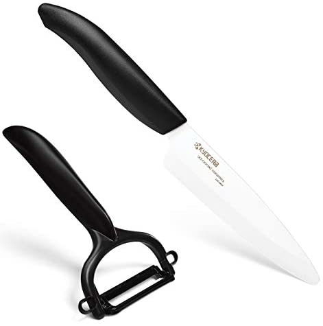 Kyocera FK110CP10NBK Revolution Series 4-1/2-Inch Utility Knife and Y-Peeler Gift Set, Black - The Finished Room
