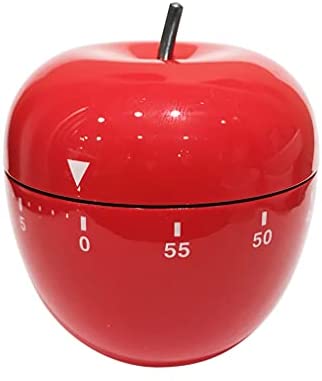Oggi Apple Kitchen Timer - 60-Minute Mechanical Kitchen Timer, Cute Kitchen Timer Suitable as an Egg Timer, Cooking Timer, Tea Timer, Pomodoro Timer, Productivity Timer and Study Timer - Red 