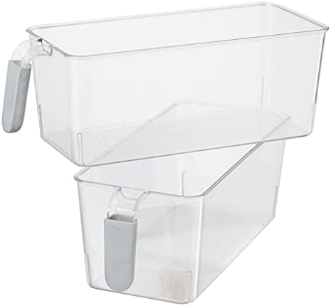 Oggi Set of 2 Refrigerator and Pantry Clear Storage Bins with Handles ( 11-inch x 6.25 inch x 3.4 inch ) - The Finished Room