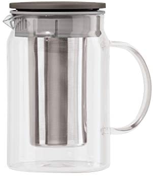 Oggi Borosilicate Teapot w/Built-In Infuser - 4 cup/27 oz, silver (6598.12) - The Finished Room