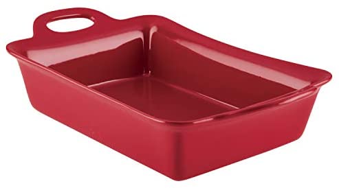 Rachael Ray Solid Glaze Ceramics Bakeware / Baking / Lasagna Pan, 9 Inch x 13 Inch, Red - The Finished Room