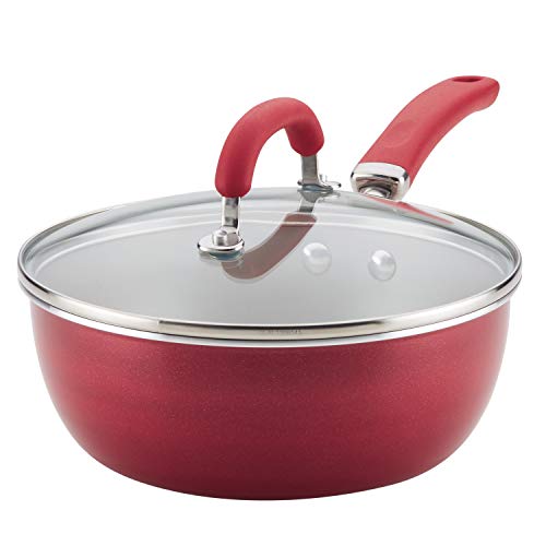Rachael Ray Create Delicious Nonstick Saute/All Purpose Pan with Lid, 3 Quart, Red Shimmer - The Finished Room